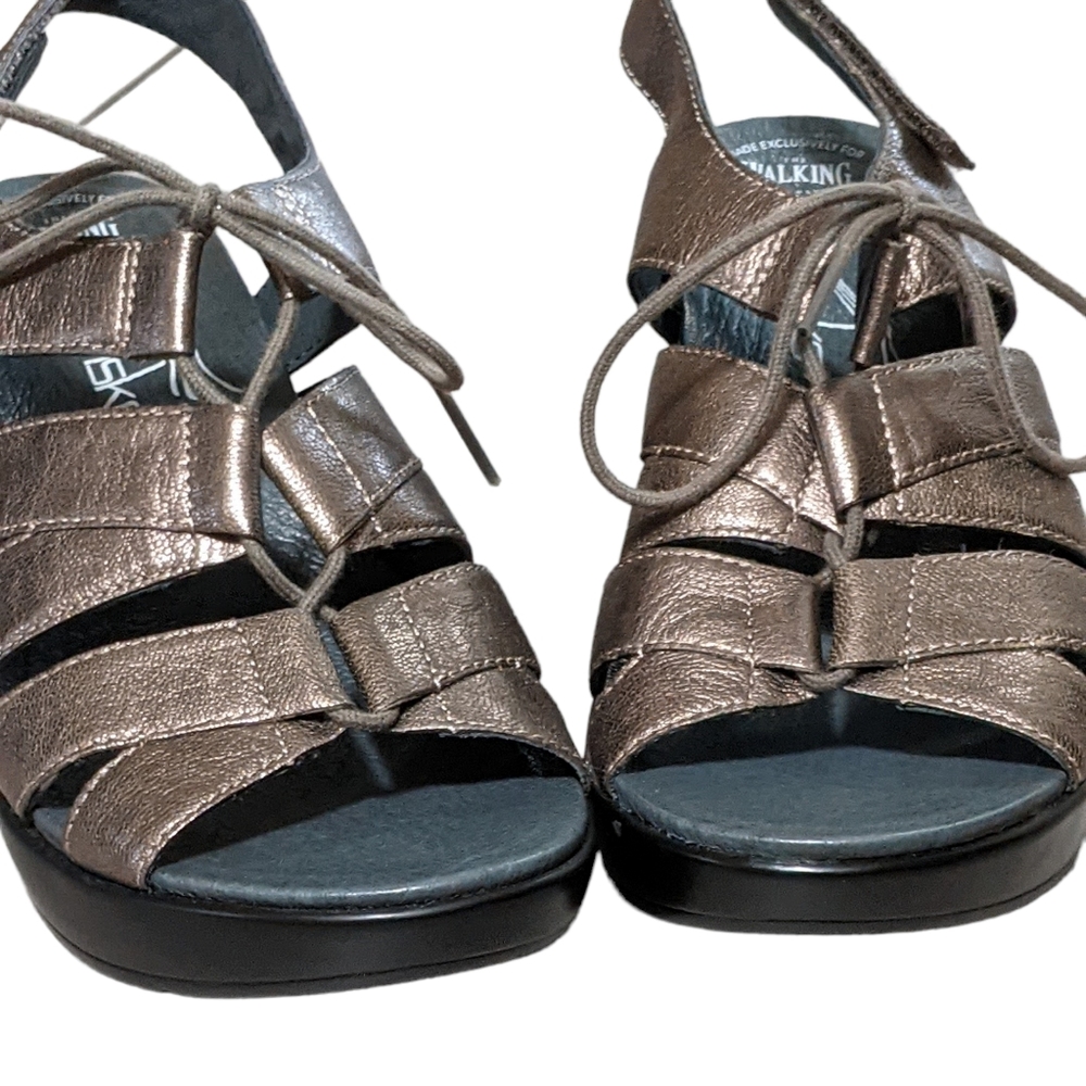 Dansko Janet Leather Ghillie lace up wedge, platform sandal size 37/6.5/…